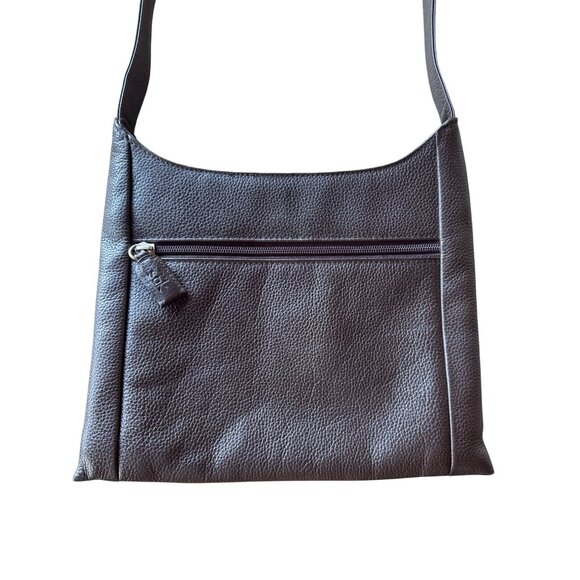 Vtg The Sak Pure Leather Pebbled Brown Shoulder Bag Purse Logo Charm Hobo Y2K - Picture 3 of 13